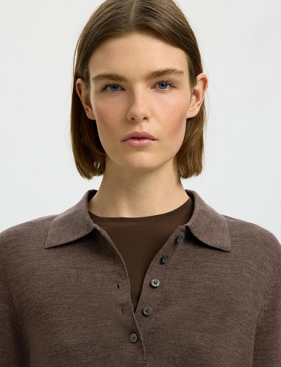 Selected - SLWTHEA LS KNIT MERINO COLLAR NECK NOOS - pullover - delicioso - 4