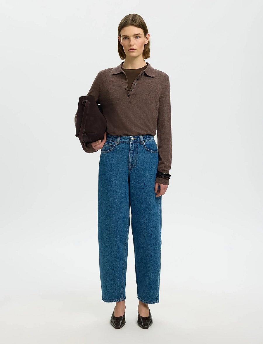 Selected - SLWTHEA LS KNIT MERINO COLLAR NECK NOOS - pullover - delicioso - 5