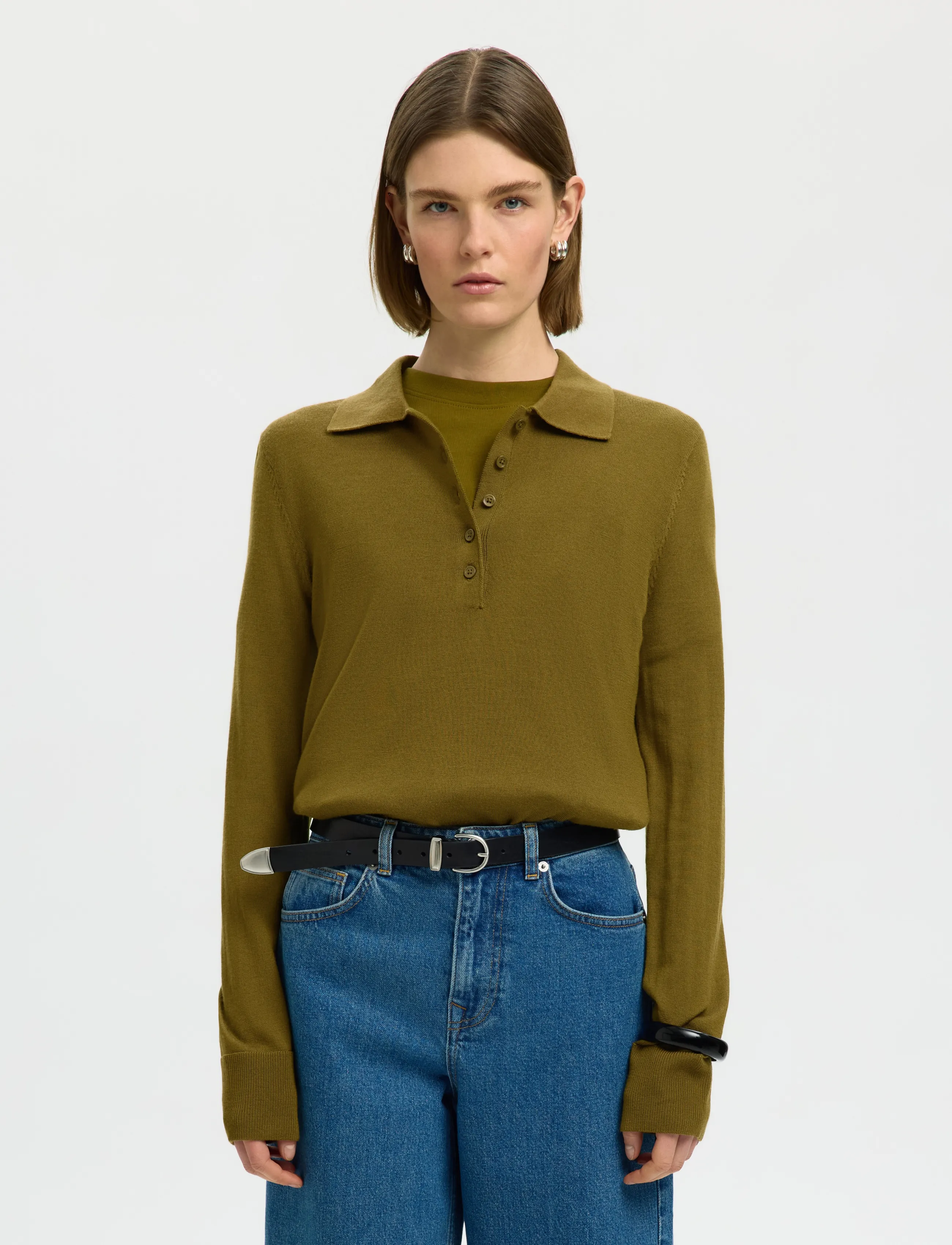 Slwthea Ls Knit Merino Collar Neck Noos