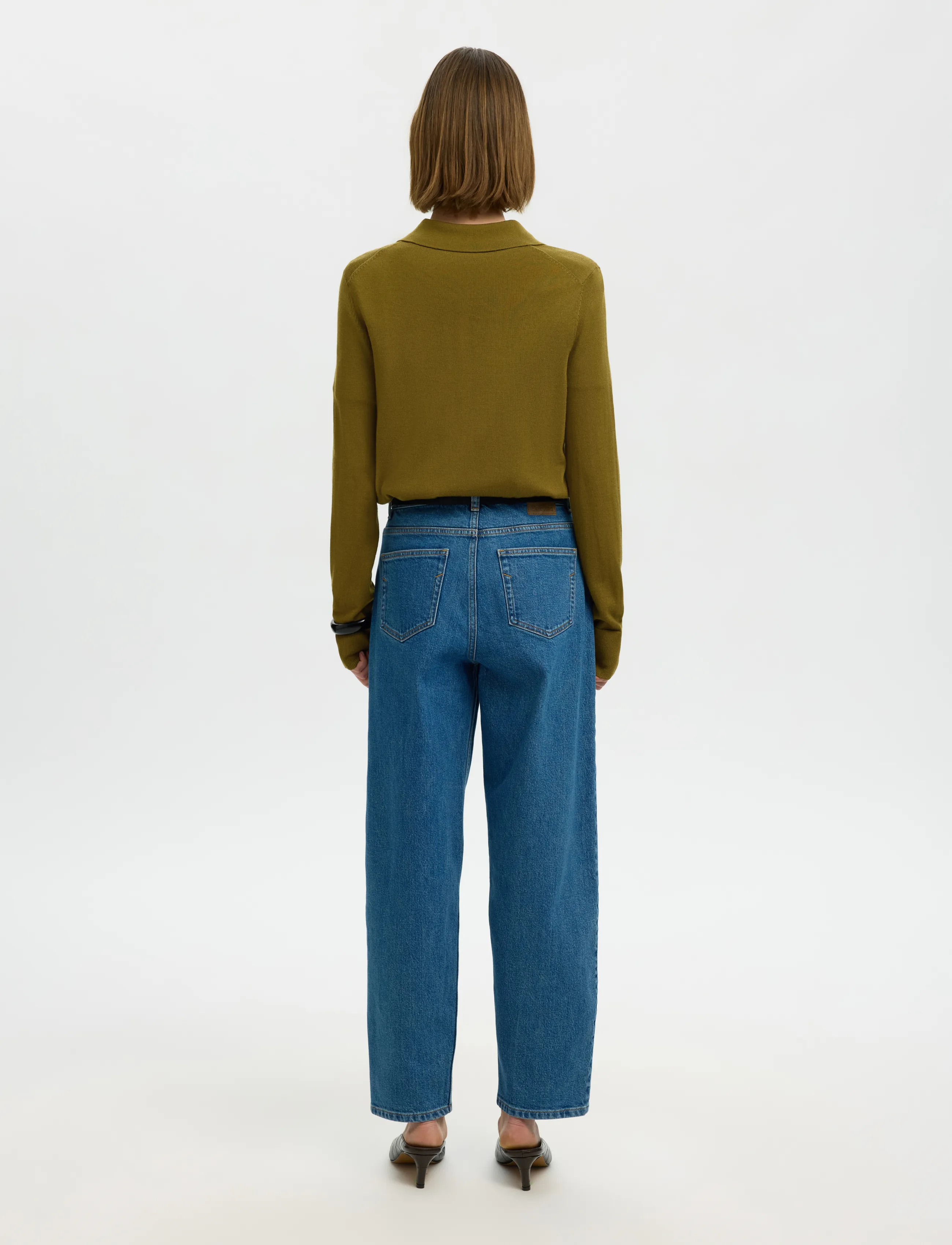 Selected - SLWTHEA LS KNIT MERINO COLLAR NECK NOOS - striktrøjer - fir green - 2