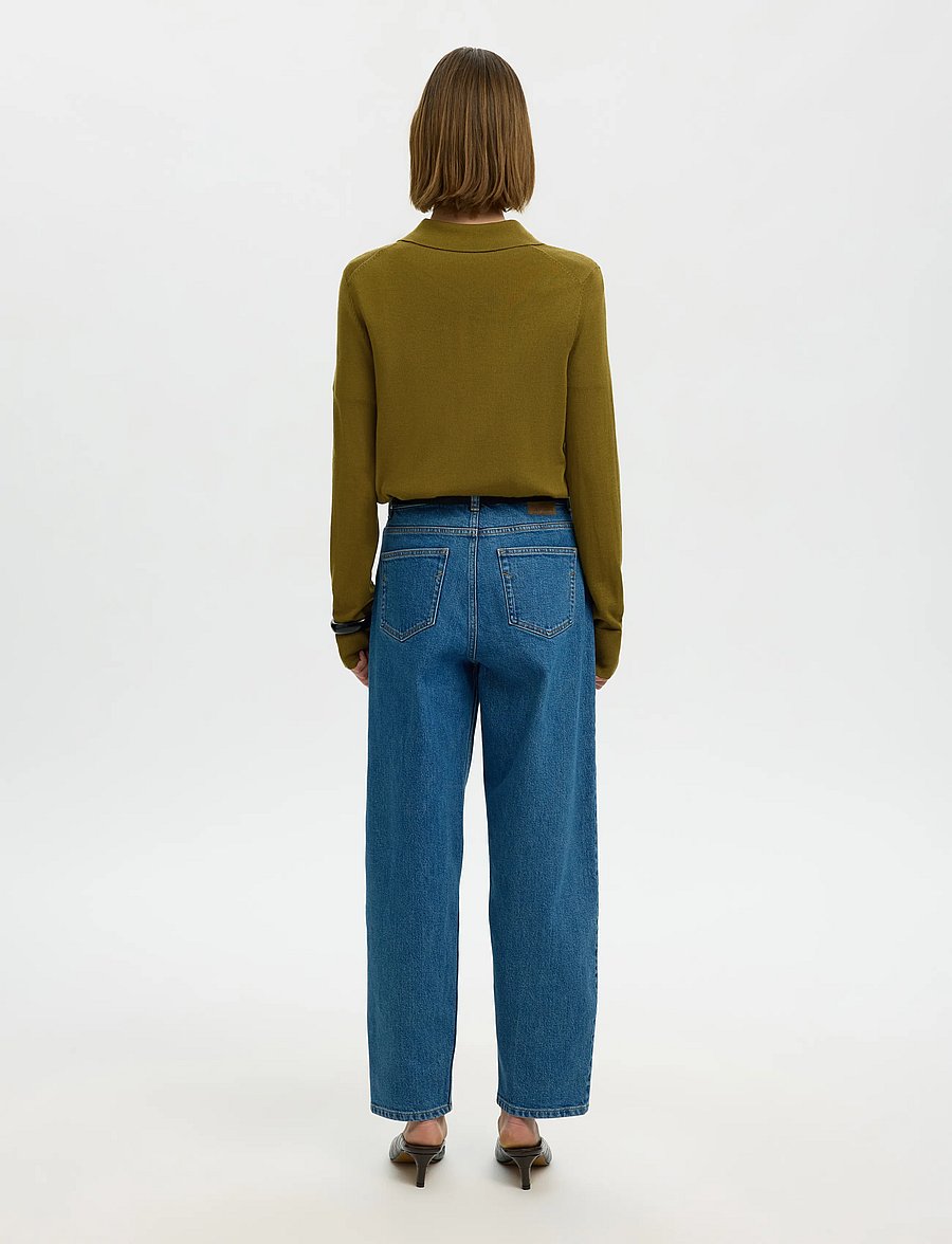 Selected - SLWTHEA LS KNIT MERINO COLLAR NECK NOOS - stickade tröjor - fir green - 2