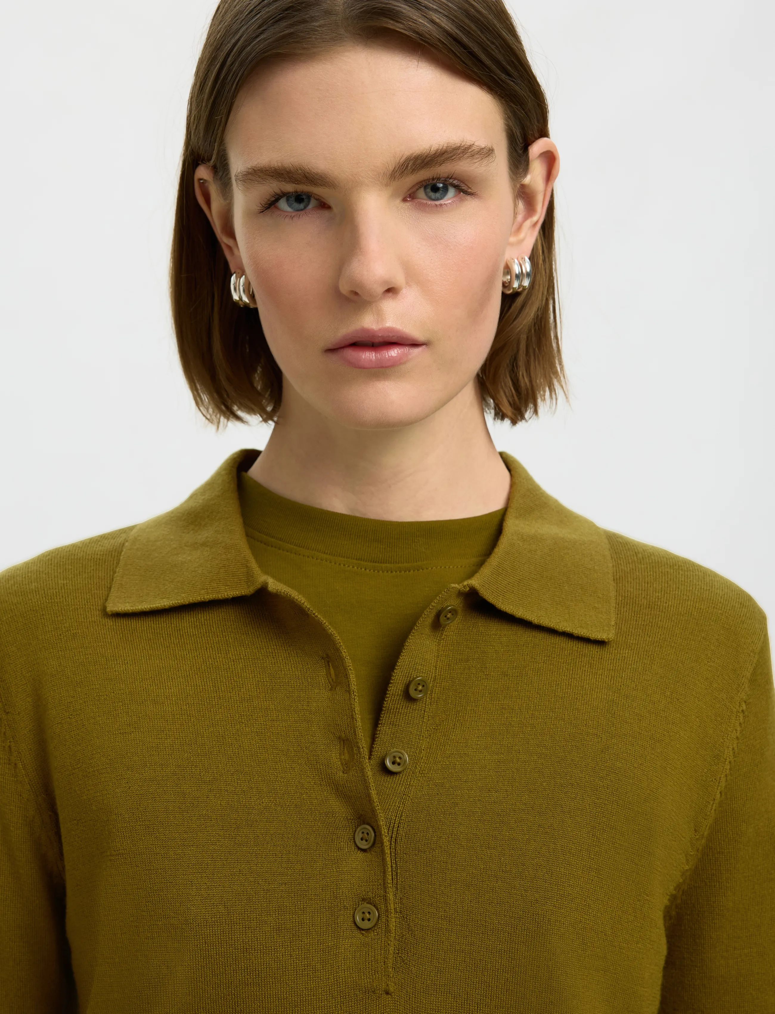 Selected - SLWTHEA LS KNIT MERINO COLLAR NECK NOOS - striktrøjer - fir green - 4