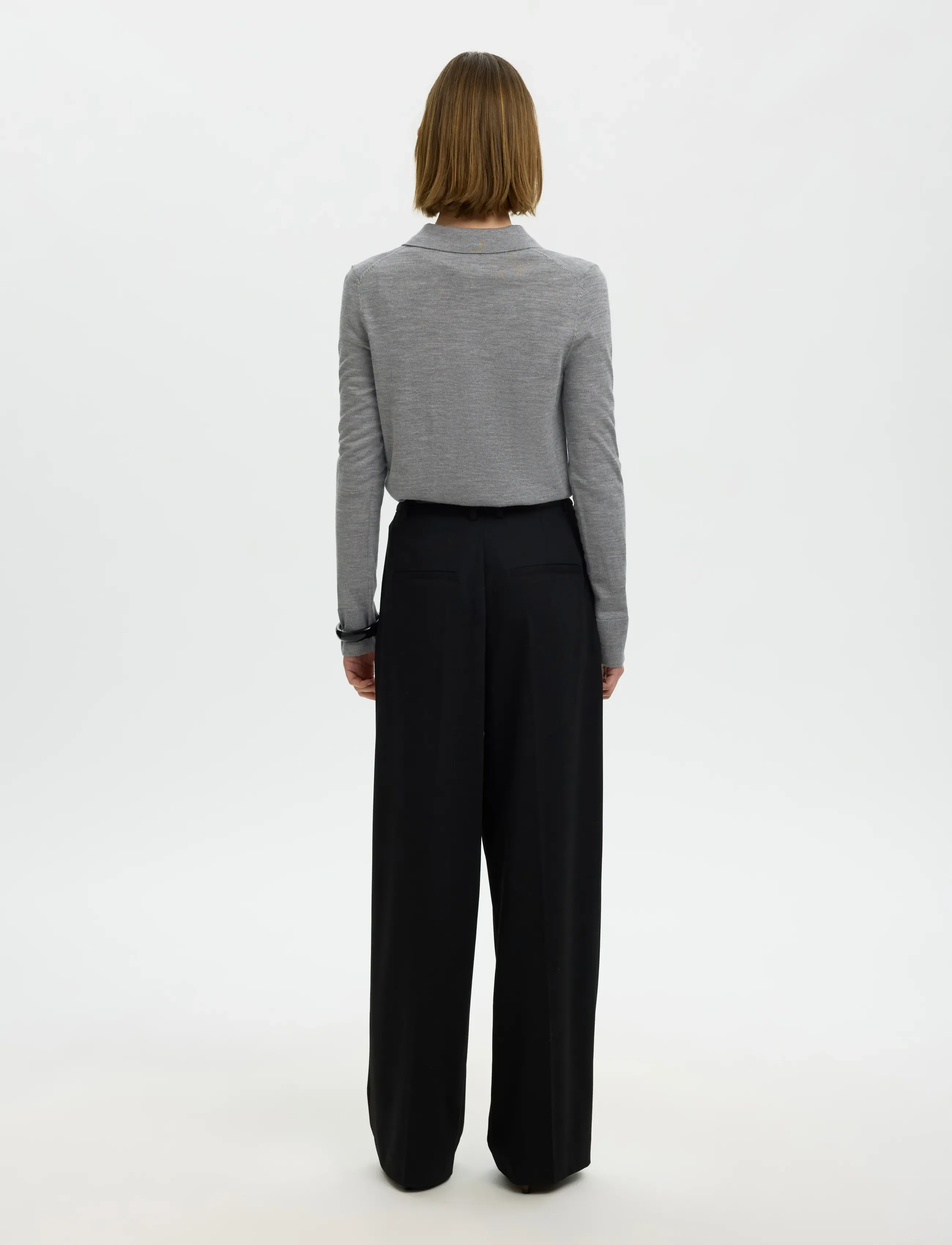 Selected - SLWTHEA LS KNIT MERINO COLLAR NECK NOOS - pullover - medium grey melange - 2