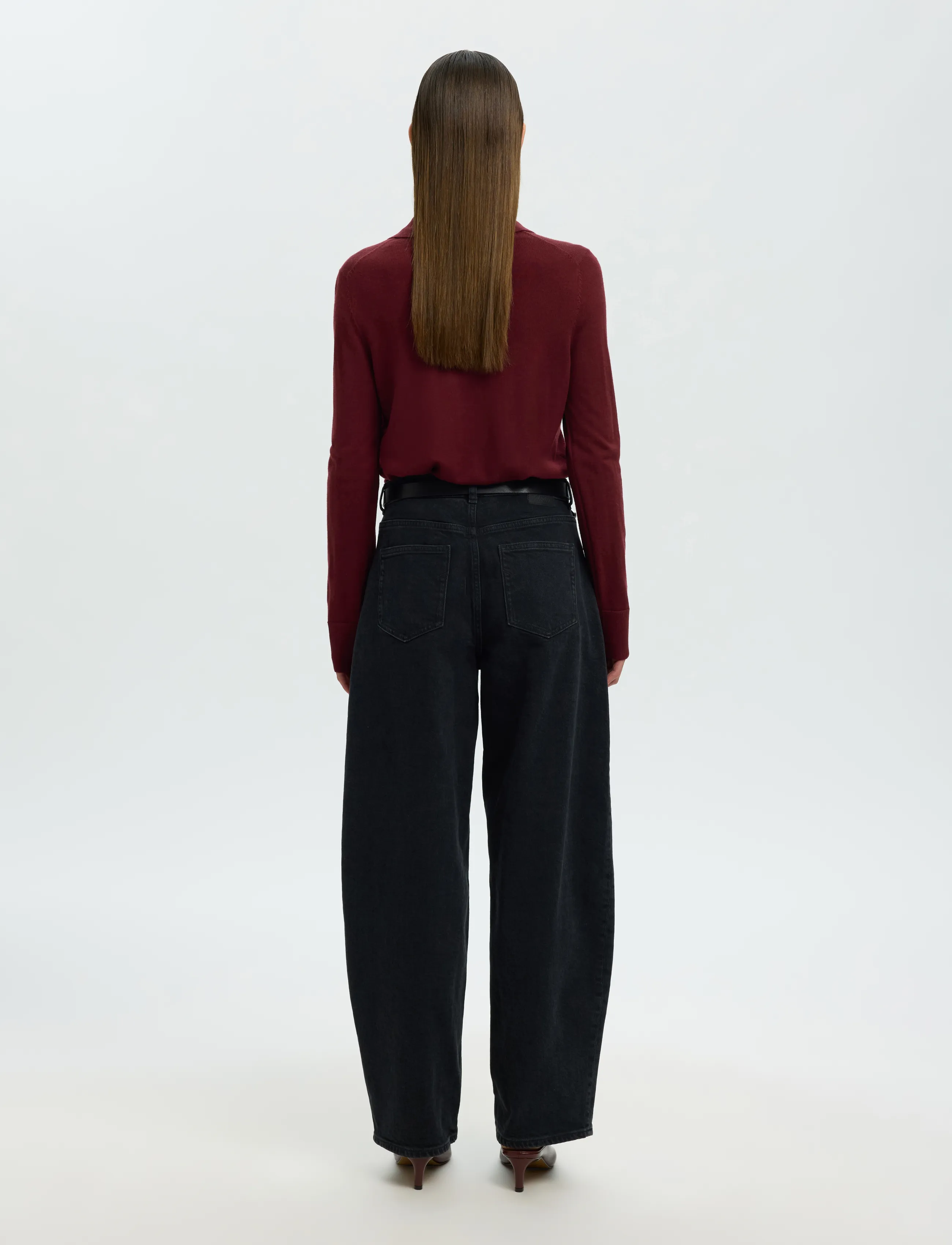 Selected - SLWTHEA LS KNIT MERINO COLLAR NECK NOOS - jumpers - tawny port - 2
