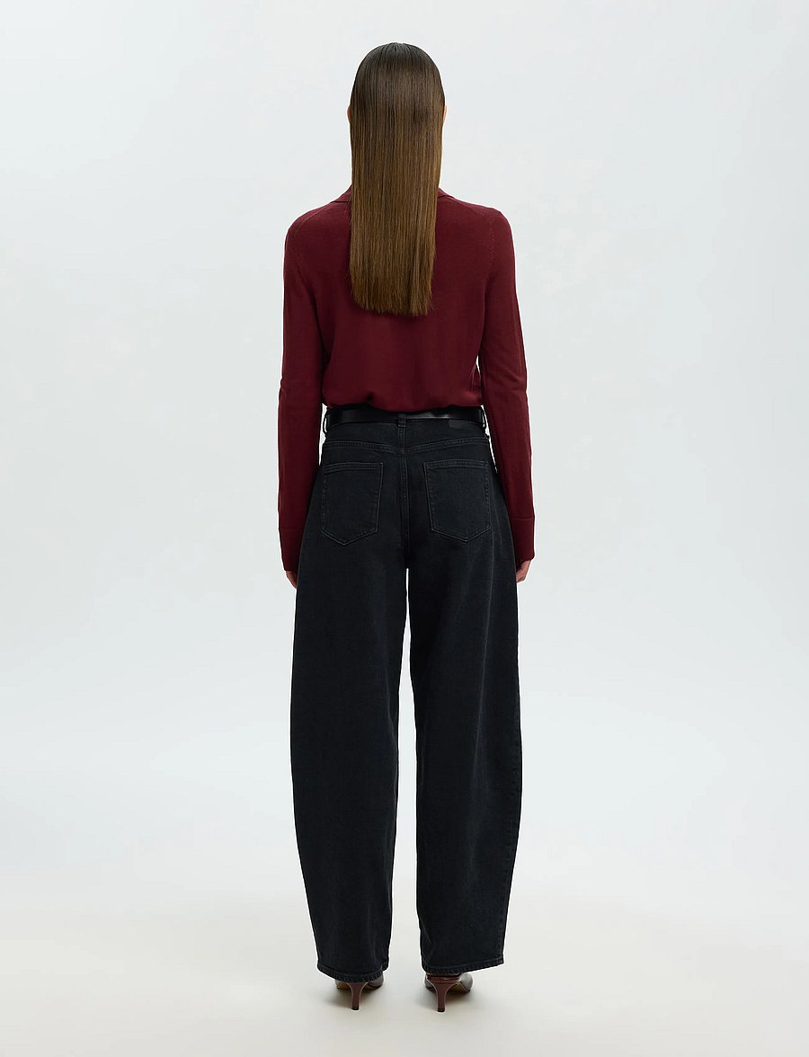 Selected - SLWTHEA LS KNIT MERINO COLLAR NECK NOOS - pullover - tawny port - 2