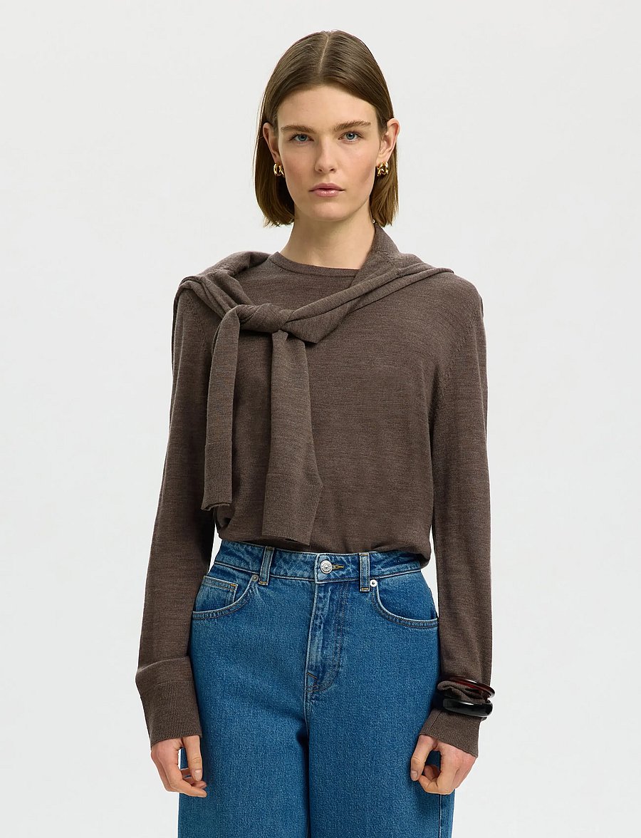 Selected - SLWTHEA LS KNIT MERINO O-NECK NOOS - pullover - delicioso - 0
