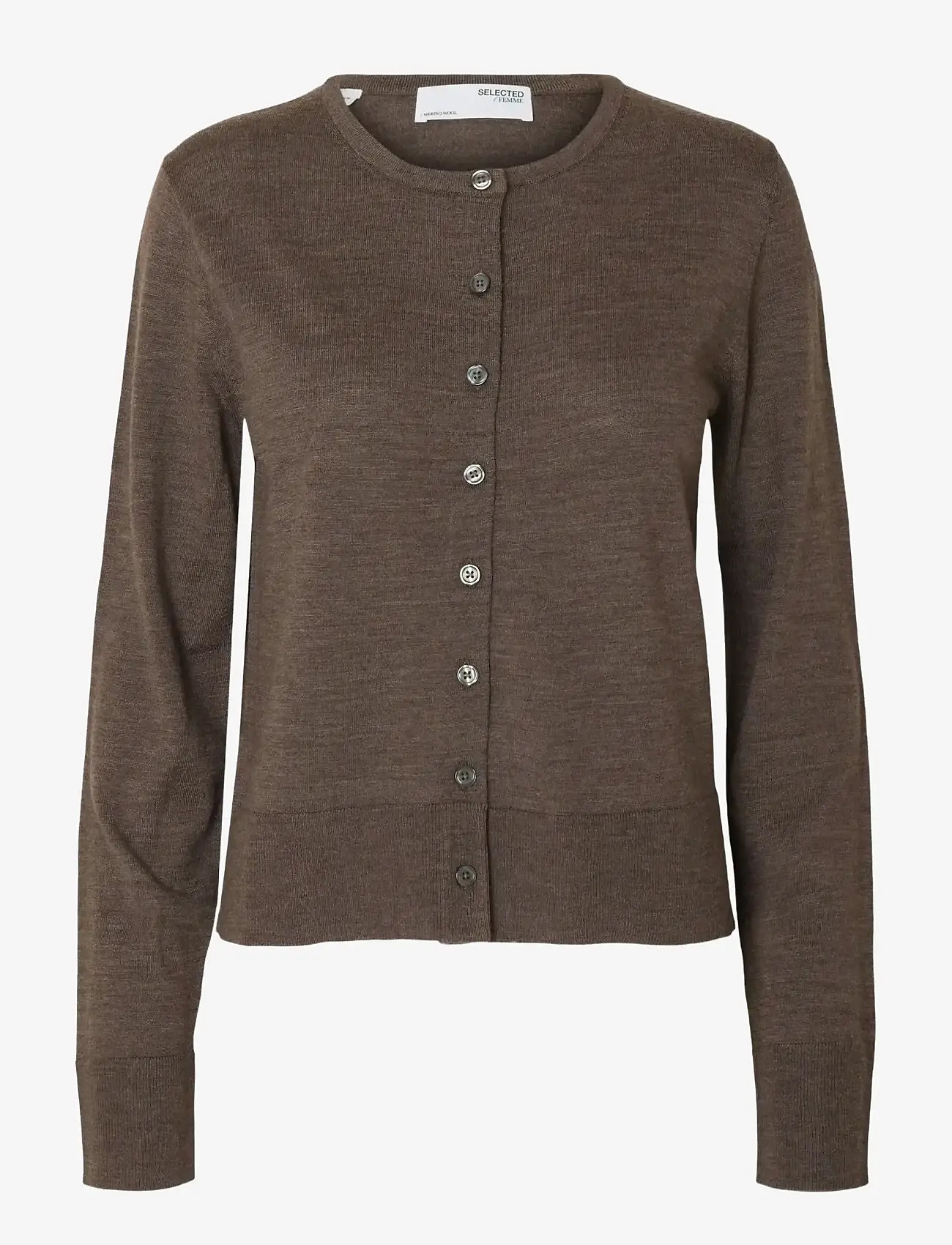 Selected SLWTHEA LS KNIT MERINO CARDIGAN NOOS - Kardiganid - DELICIOSO / brown