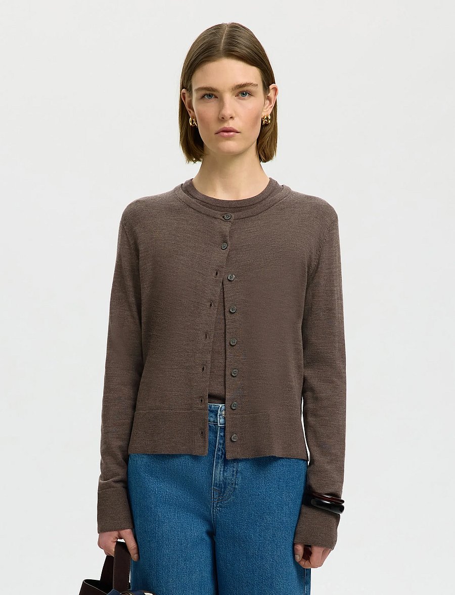 Selected - SLWTHEA LS KNIT MERINO CARDIGAN NOOS - gilets - delicioso - 0