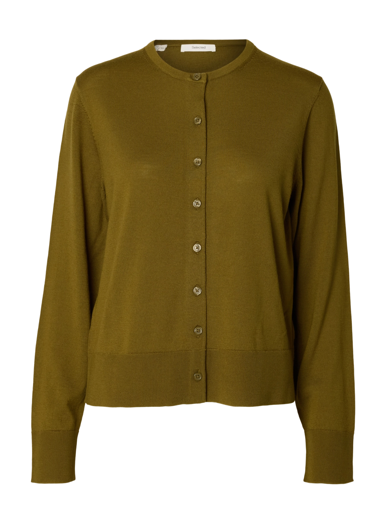 Selected SLWTHEA LS KNIT MERINO CARDIGAN NOOS - Kläder - FIR GREEN / khaki/green