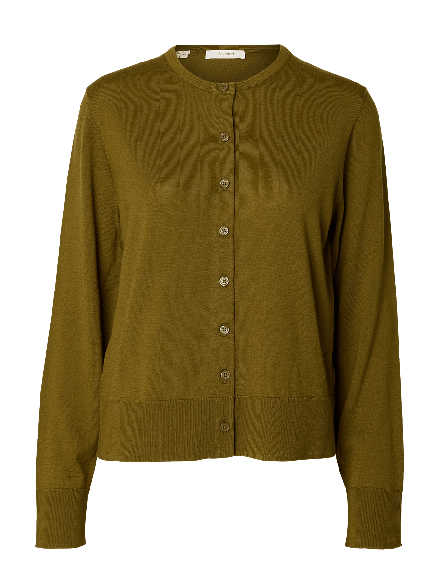 Selected - SLWTHEA LS KNIT MERINO CARDIGAN NOOS - koftor - fir green - 1