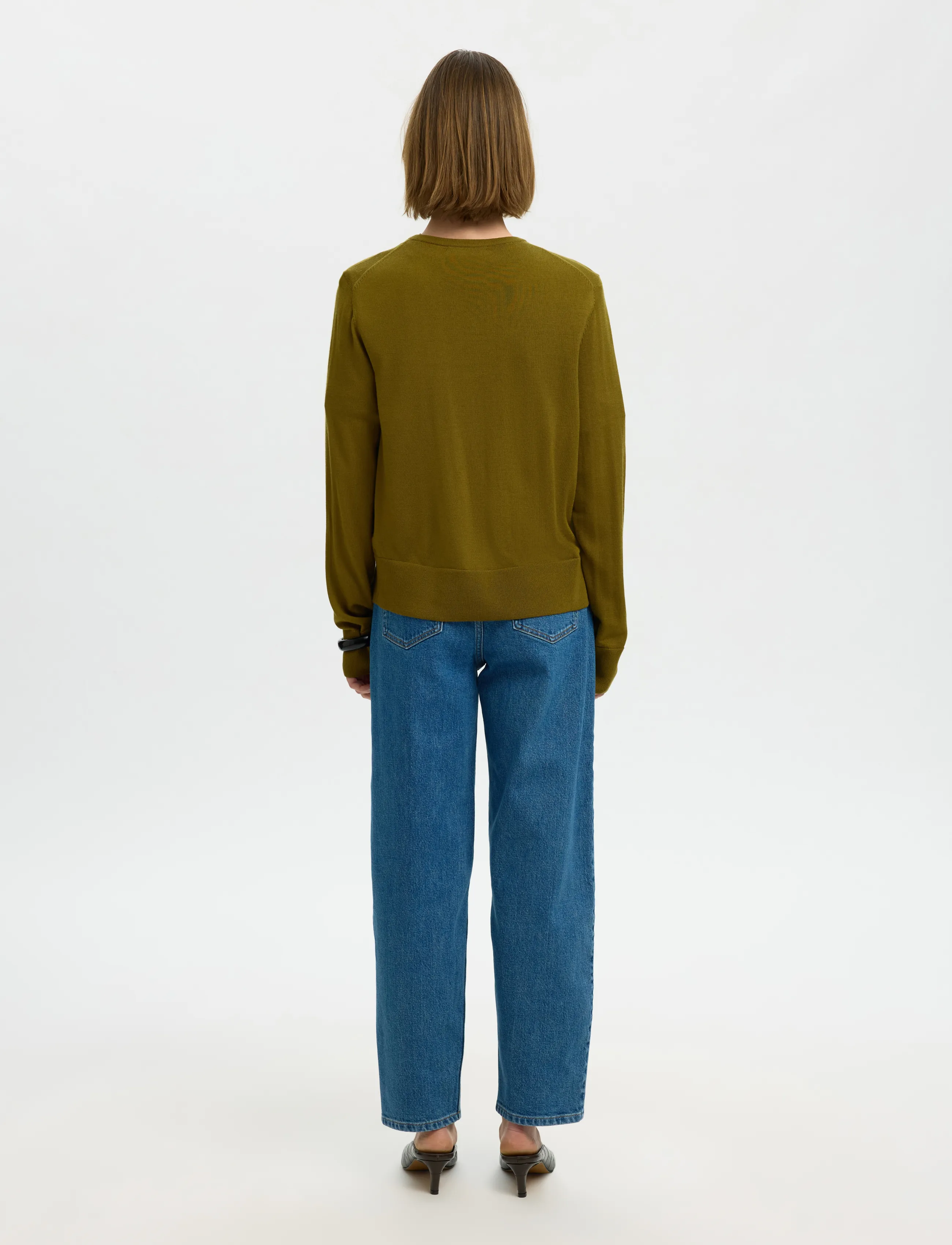 Selected - SLWTHEA LS KNIT MERINO CARDIGAN NOOS - koftor - fir green - 2