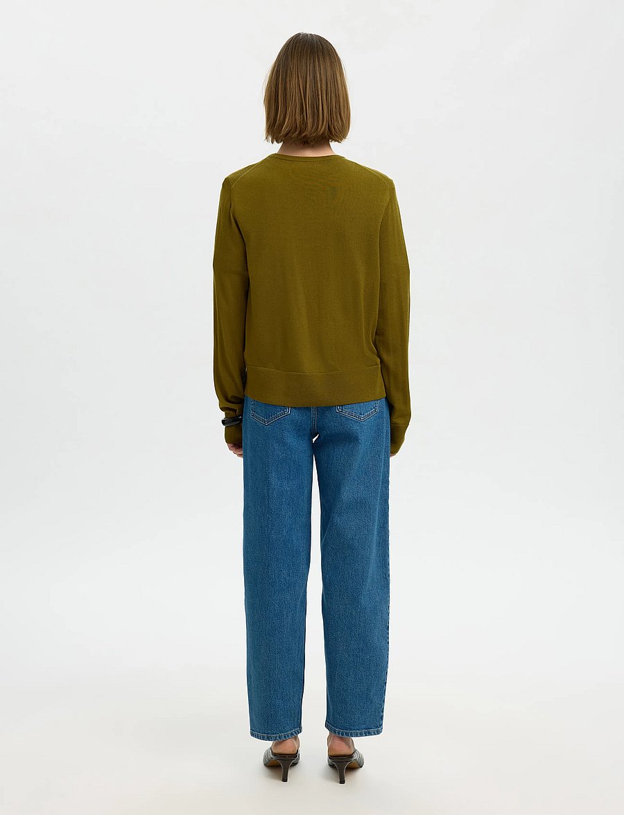 Selected - SLWTHEA LS KNIT MERINO CARDIGAN NOOS - koftor - fir green - 2