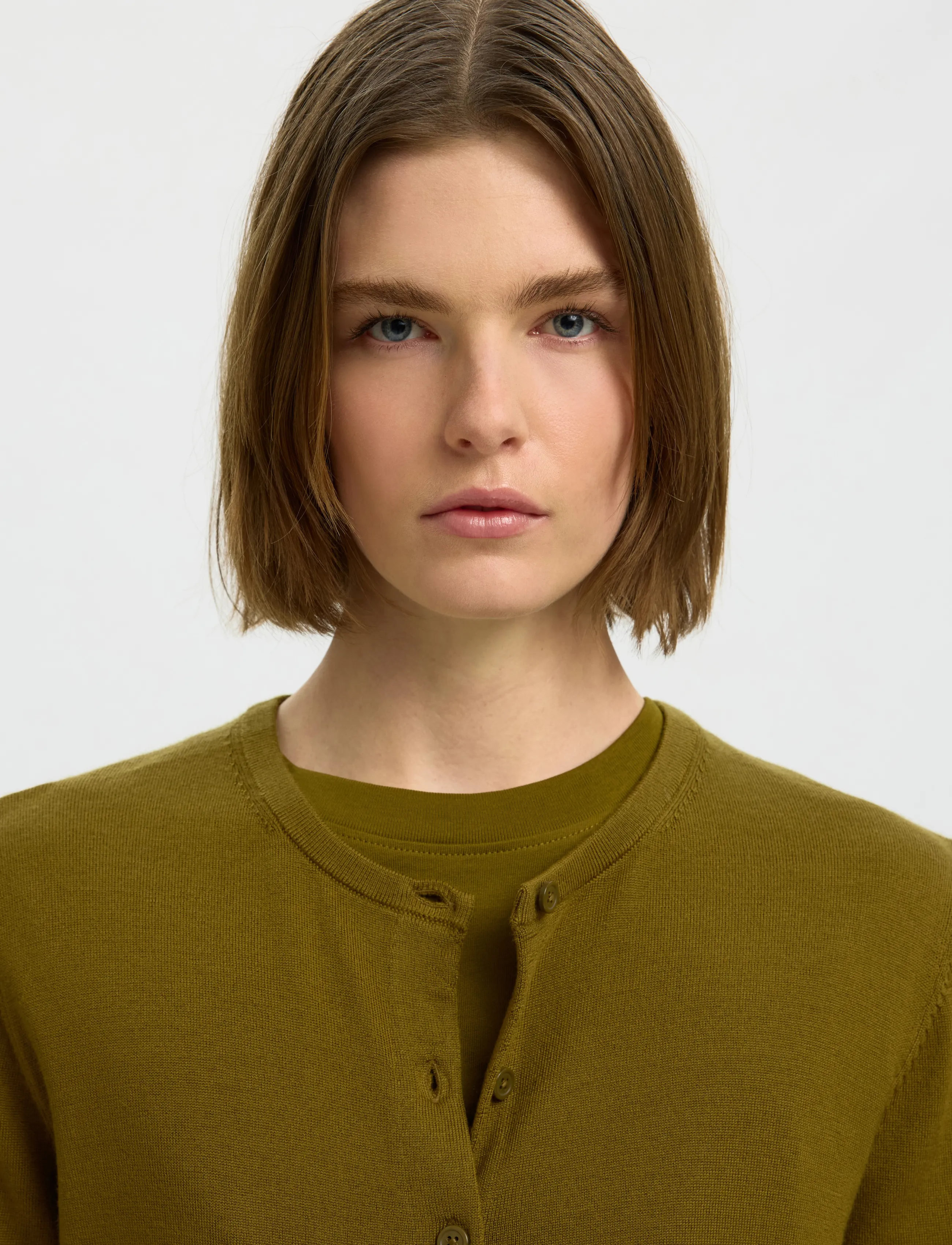 Selected - SLWTHEA LS KNIT MERINO CARDIGAN NOOS - koftor - fir green - 4