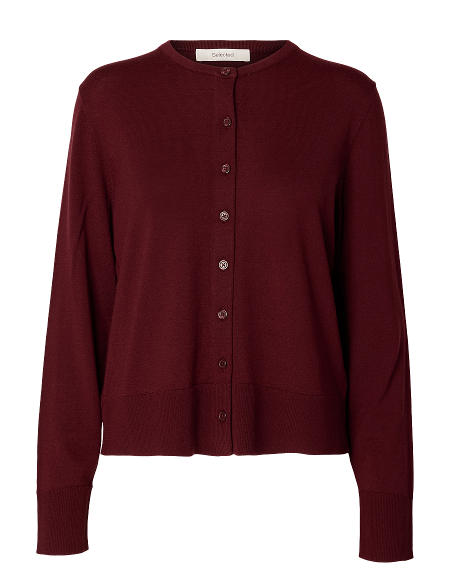 Selected - SLWTHEA LS KNIT MERINO CARDIGAN NOOS - strickjacken - tawny port - 1