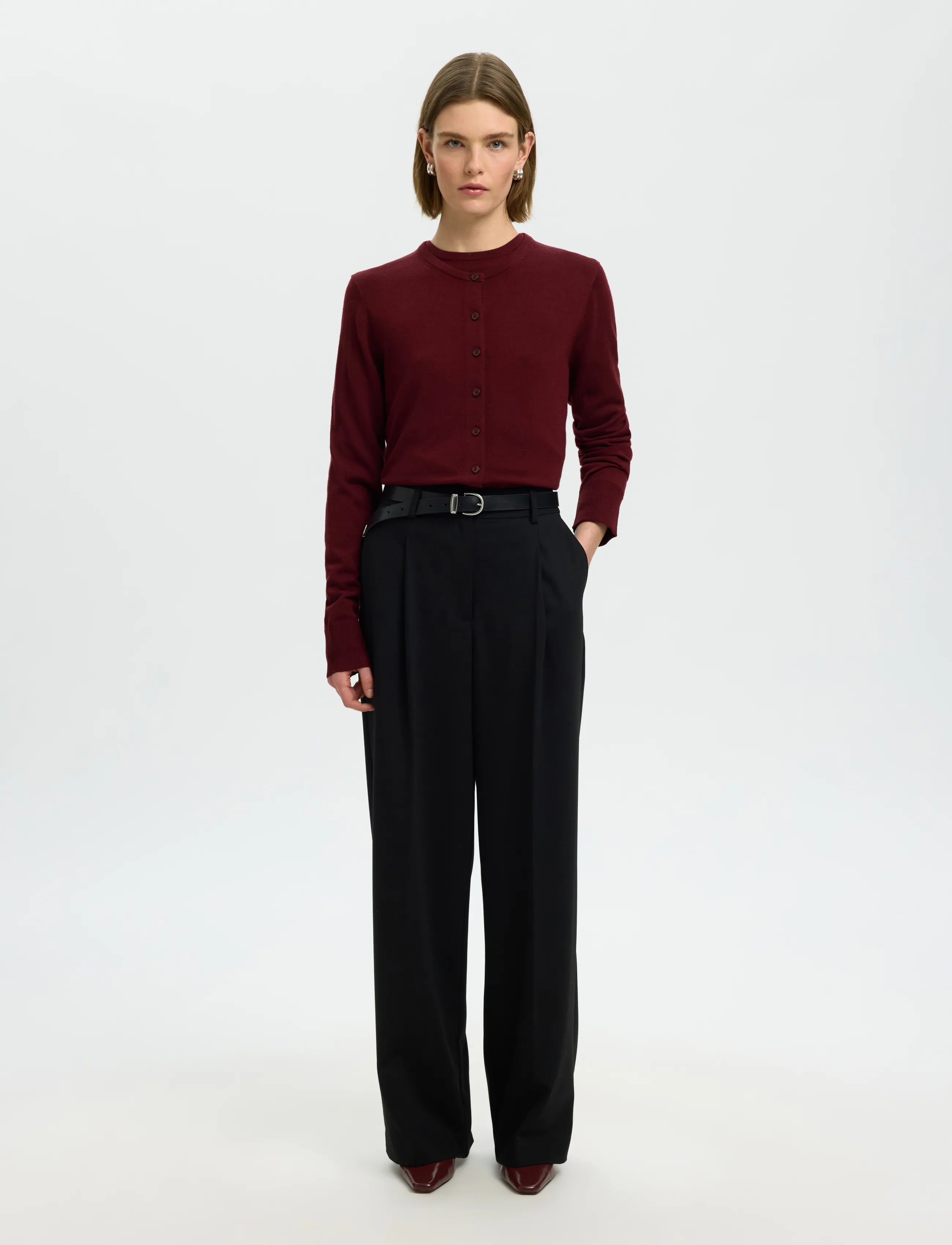 Selected - SLWTHEA LS KNIT MERINO CARDIGAN NOOS - strickjacken - tawny port - 3