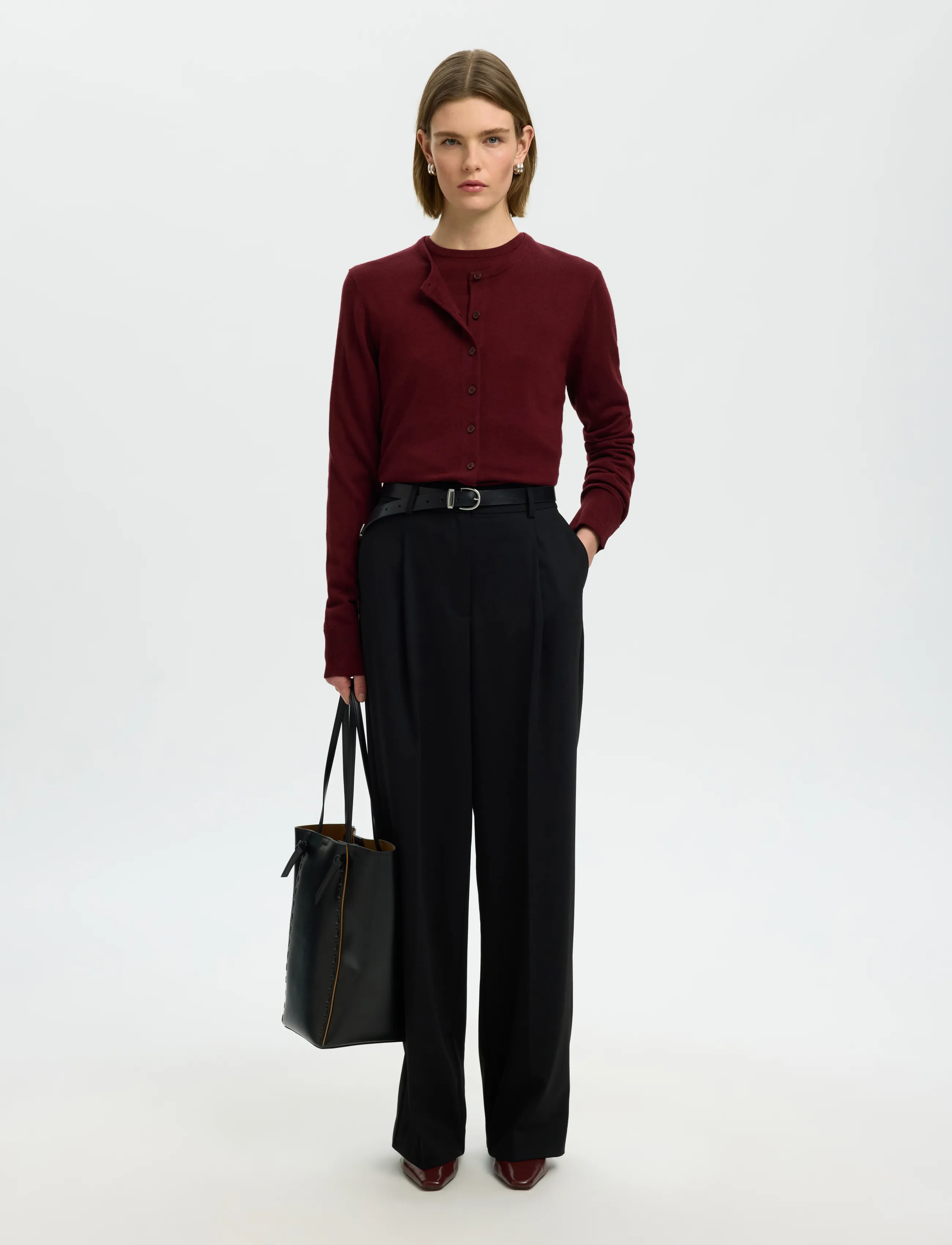 Selected - SLWTHEA LS KNIT MERINO CARDIGAN NOOS - strickjacken - tawny port - 5