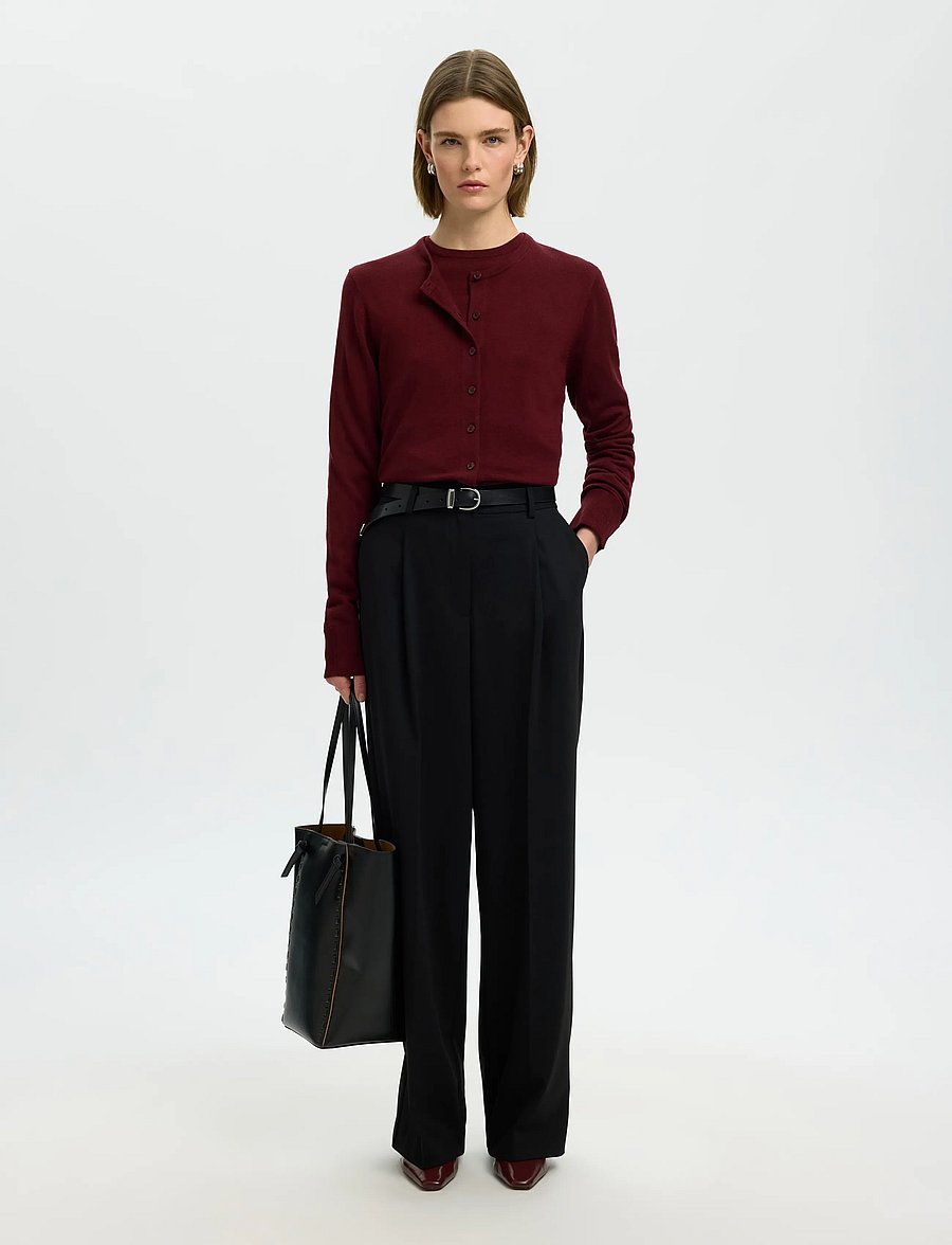 Selected - SLWTHEA LS KNIT MERINO CARDIGAN NOOS - strickjacken - tawny port - 5