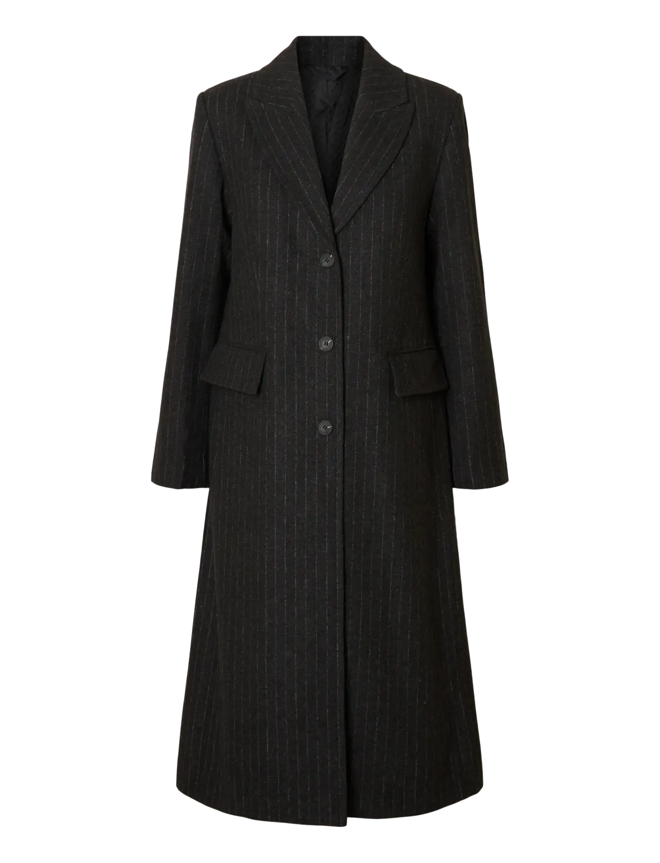 Selected SLFALLY WOOL BLEND COAT #S - Selected - DARK GREY MELANGE / black
