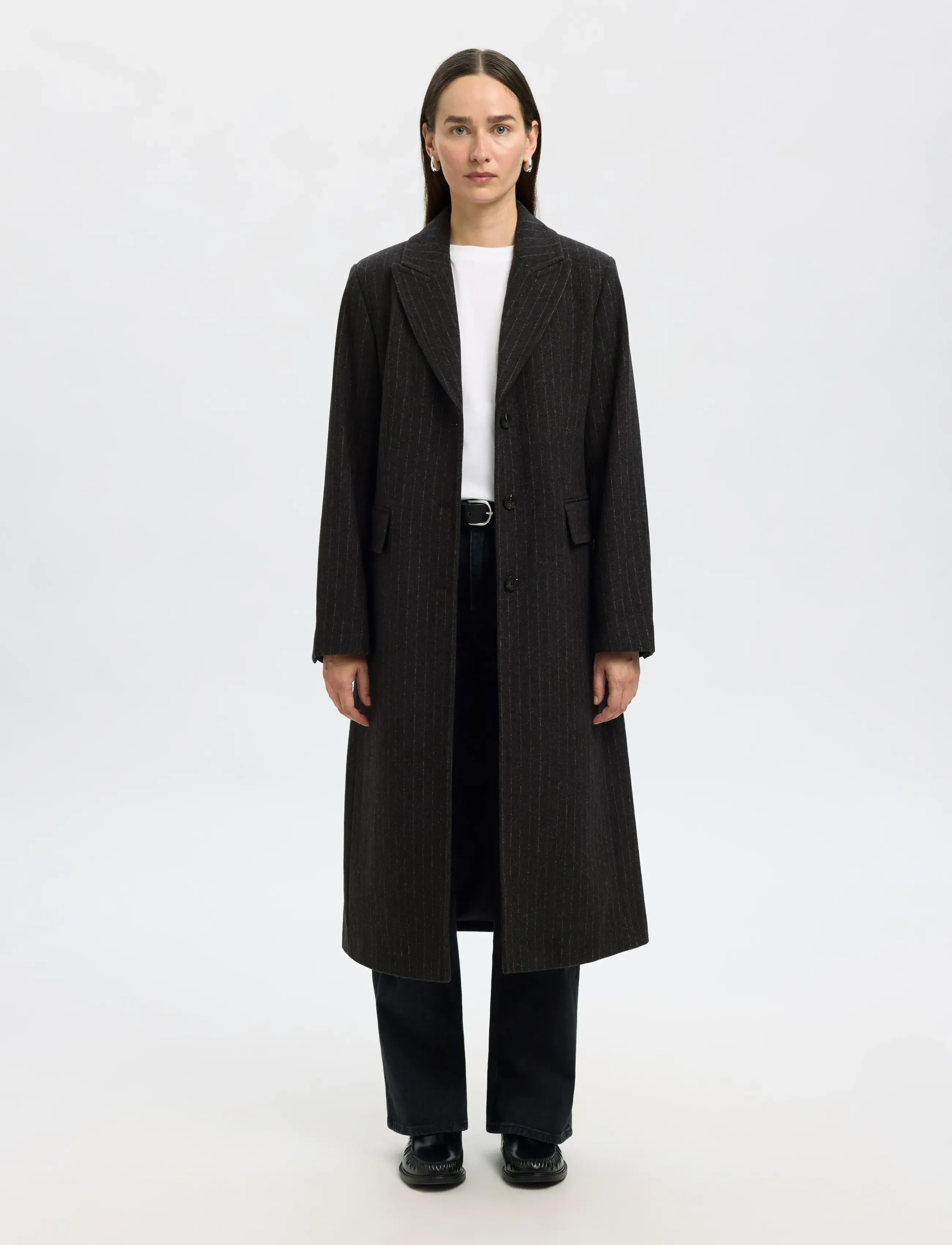 Selected SLFALLY WOOL BLEND COAT #S - Jakker & Frakker - DARK GREY MELANGE / black