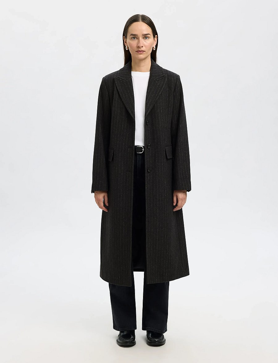 Selected - SLFALLY WOOL BLEND COAT #S - vestes d'hiver - dark grey melange - 0