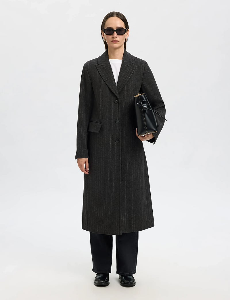 Selected - SLFALLY WOOL BLEND COAT #S - winterjacken - dark grey melange - 3
