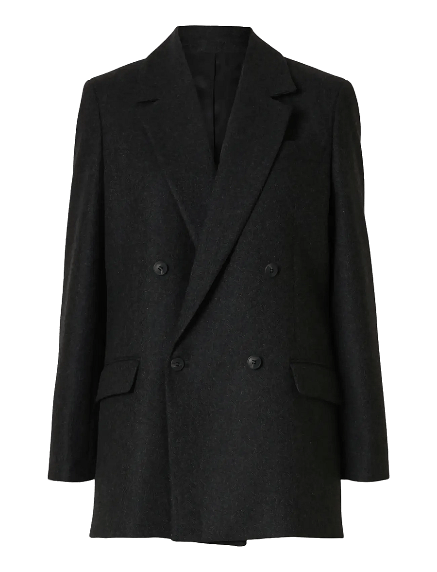 Selected - SLFELIN WOOL BLEND BLAZER NOOS - dobbeltradede blazere - black - 1