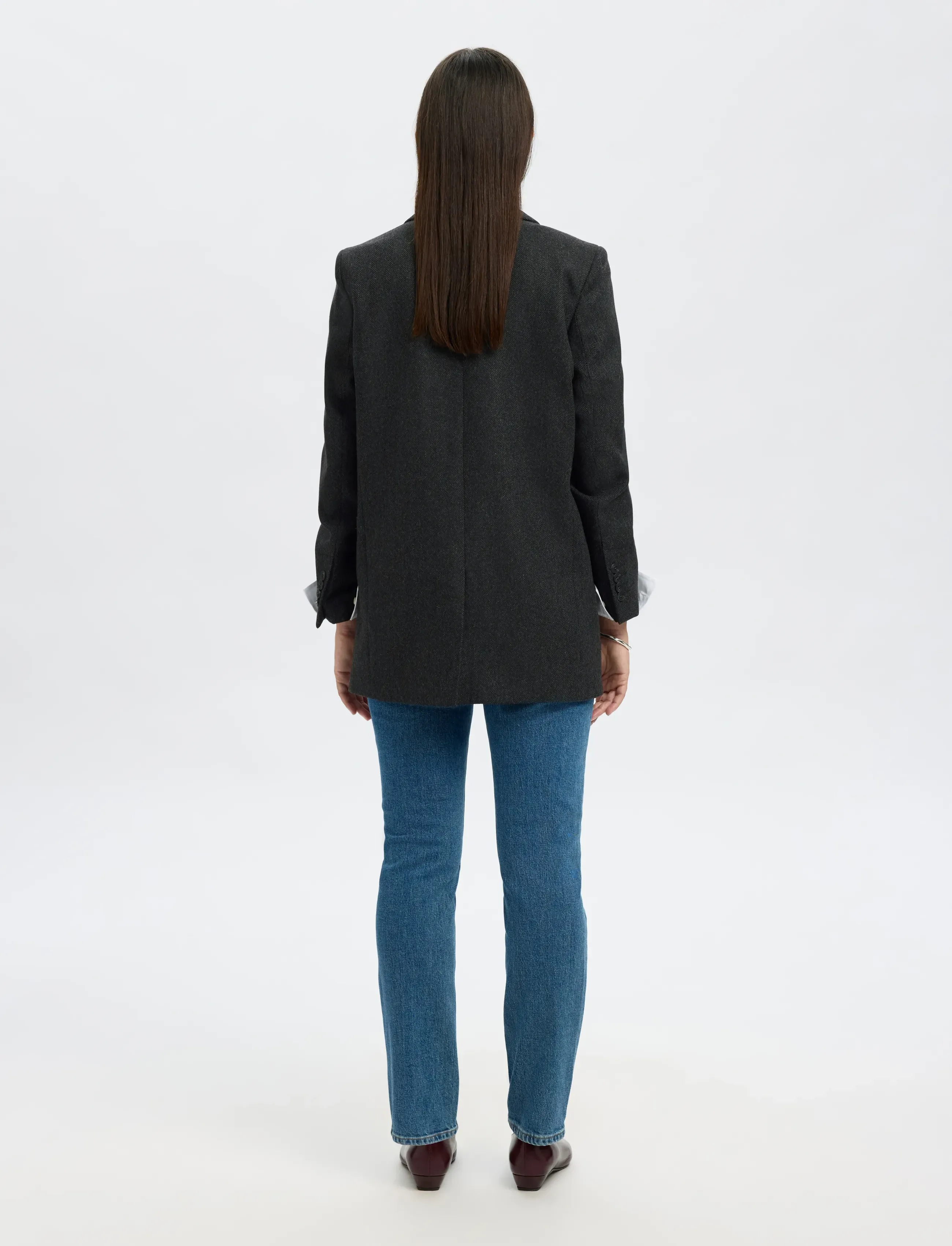Selected - SLFELIN WOOL BLEND BLAZER NOOS - dobbeltradede blazere - black - 2
