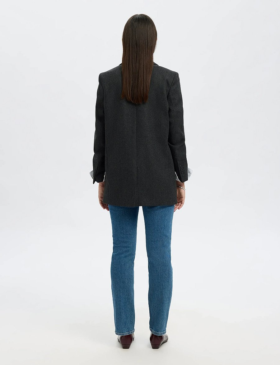 Selected - SLFELIN WOOL BLEND BLAZER NOOS - dobbeltradede blazere - black - 2