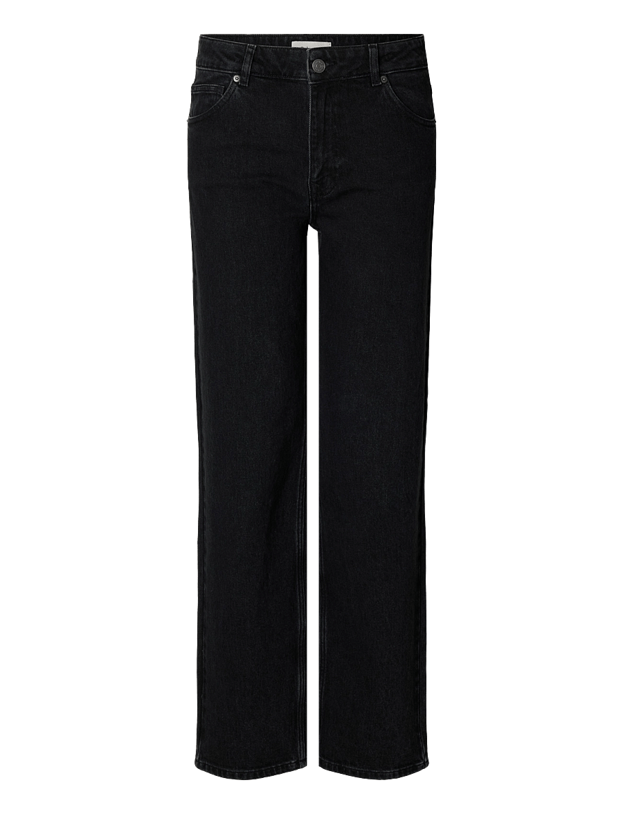 Selected - SLWSTRAIGHT BEA-KORI MW JEANS NOOS - jeans droites - black denim - 1