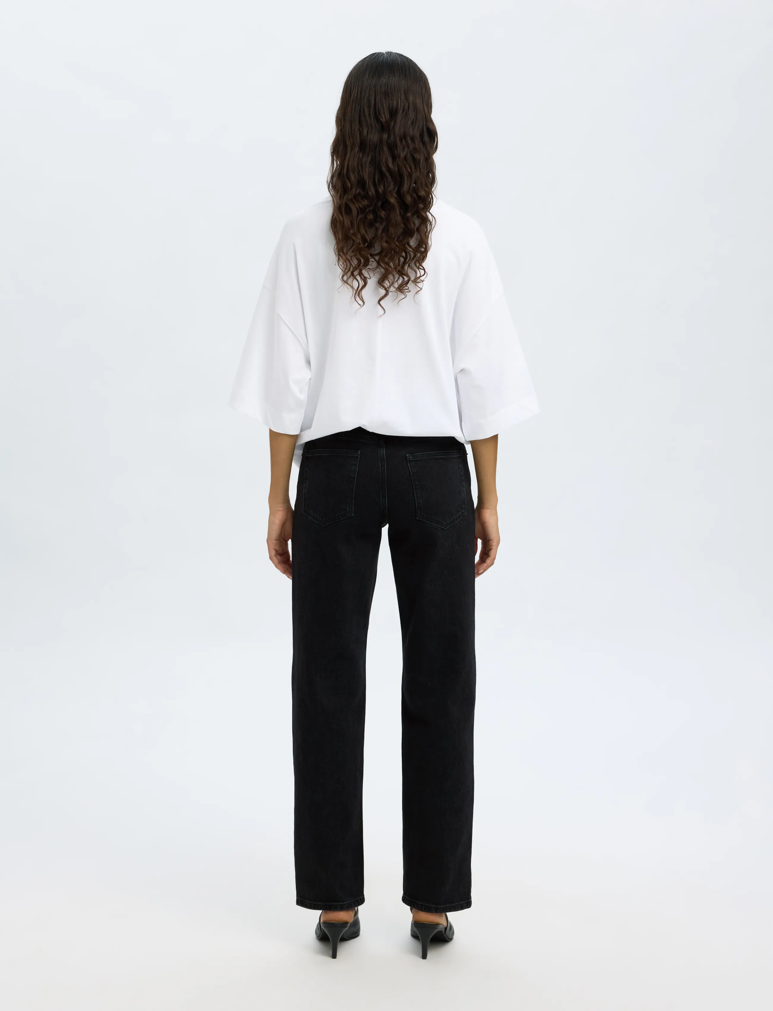 Selected - SLWSTRAIGHT BEA-KORI MW JEANS NOOS - jeans droites - black denim - 2