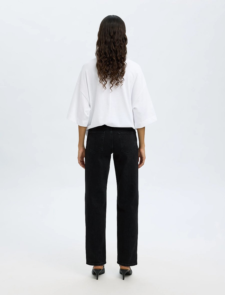 Selected - SLWSTRAIGHT BEA-KORI MW JEANS NOOS - jeans droites - black denim - 2
