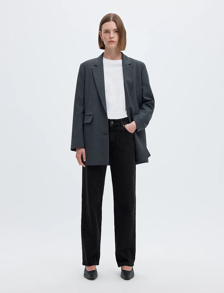 Selected - SLWSTRAIGHT BEA-KORI MW JEANS NOOS - igapäevane stiil - black denim - 3