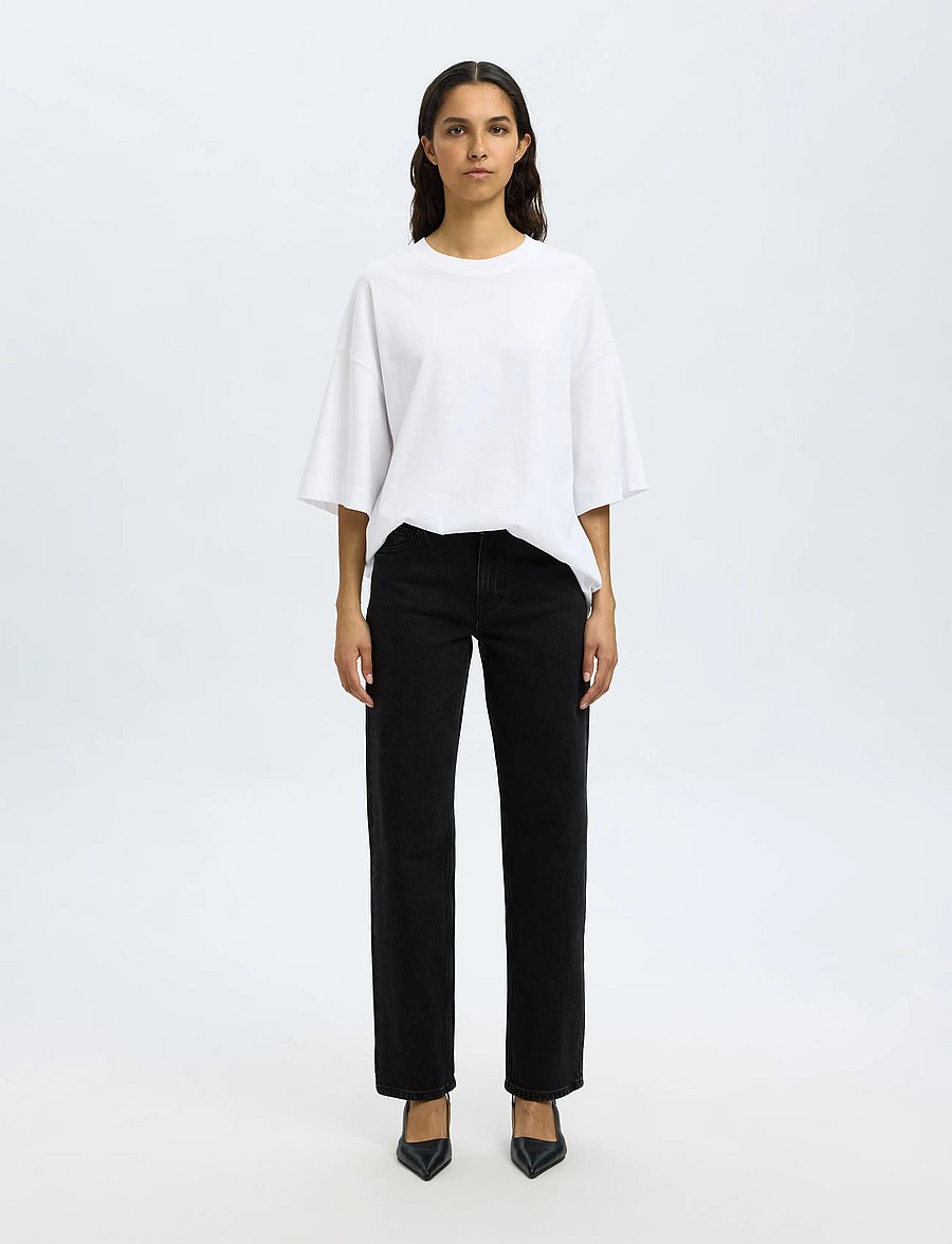Selected - SLWSTRAIGHT BEA-KORI MW JEANS NOOS - jeans droites - black denim - 3