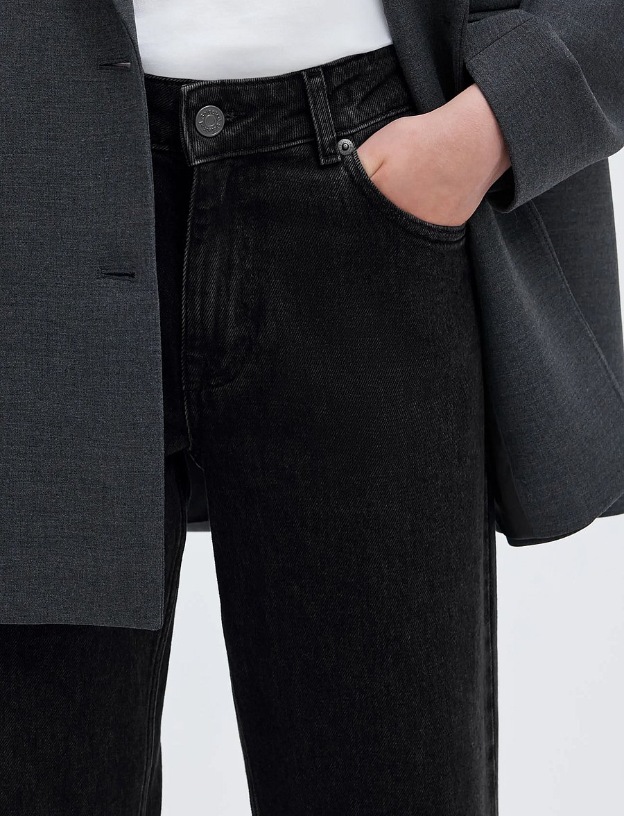 Selected - SLWSTRAIGHT BEA-KORI MW JEANS NOOS - igapäevane stiil - black denim - 4