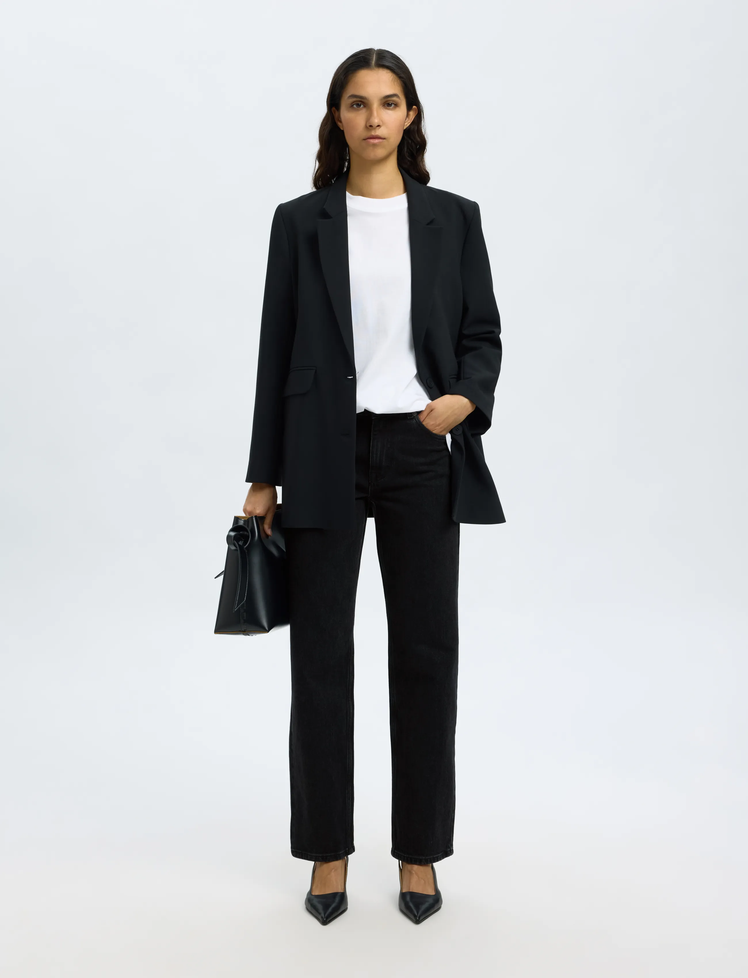Selected - SLWSTRAIGHT BEA-KORI MW JEANS NOOS - jeans droites - black denim - 5