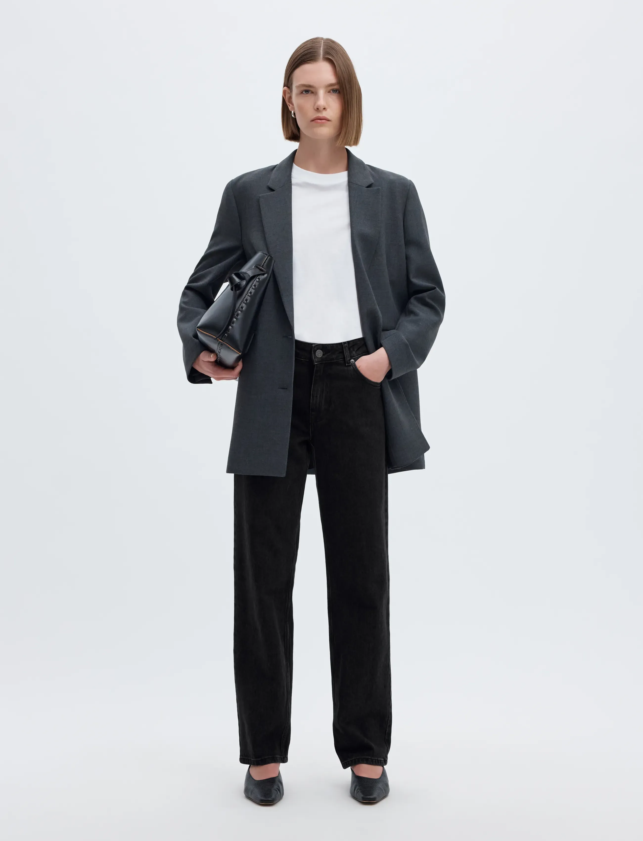 Selected - SLWSTRAIGHT BEA-KORI MW JEANS NOOS - igapäevane stiil - black denim - 5