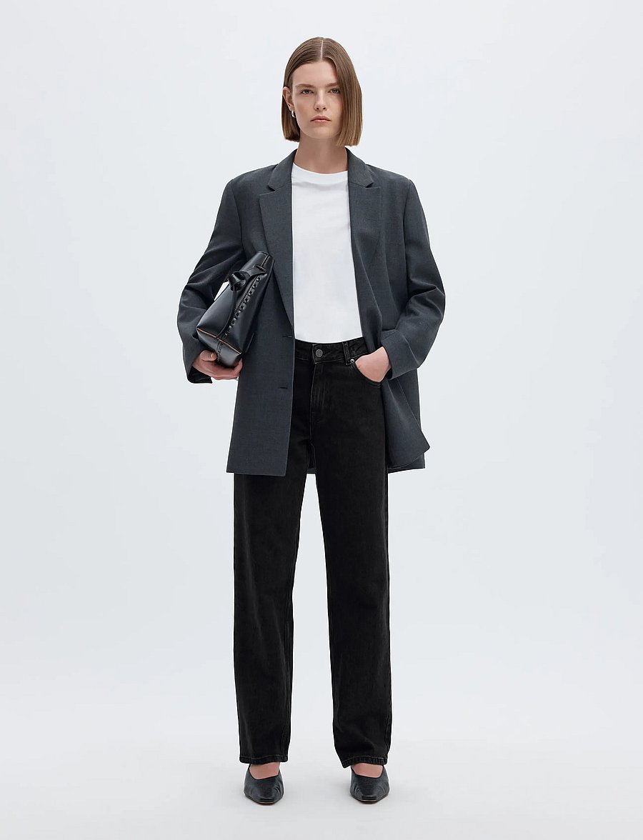 Selected - SLWSTRAIGHT BEA-KORI MW JEANS NOOS - igapäevane stiil - black denim - 5