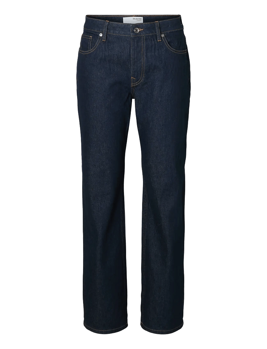 Selected - SLWSTRAIGHT BEA-KORI MW JEANS NOOS - beinar gallabuxur - dark blue denim - 1