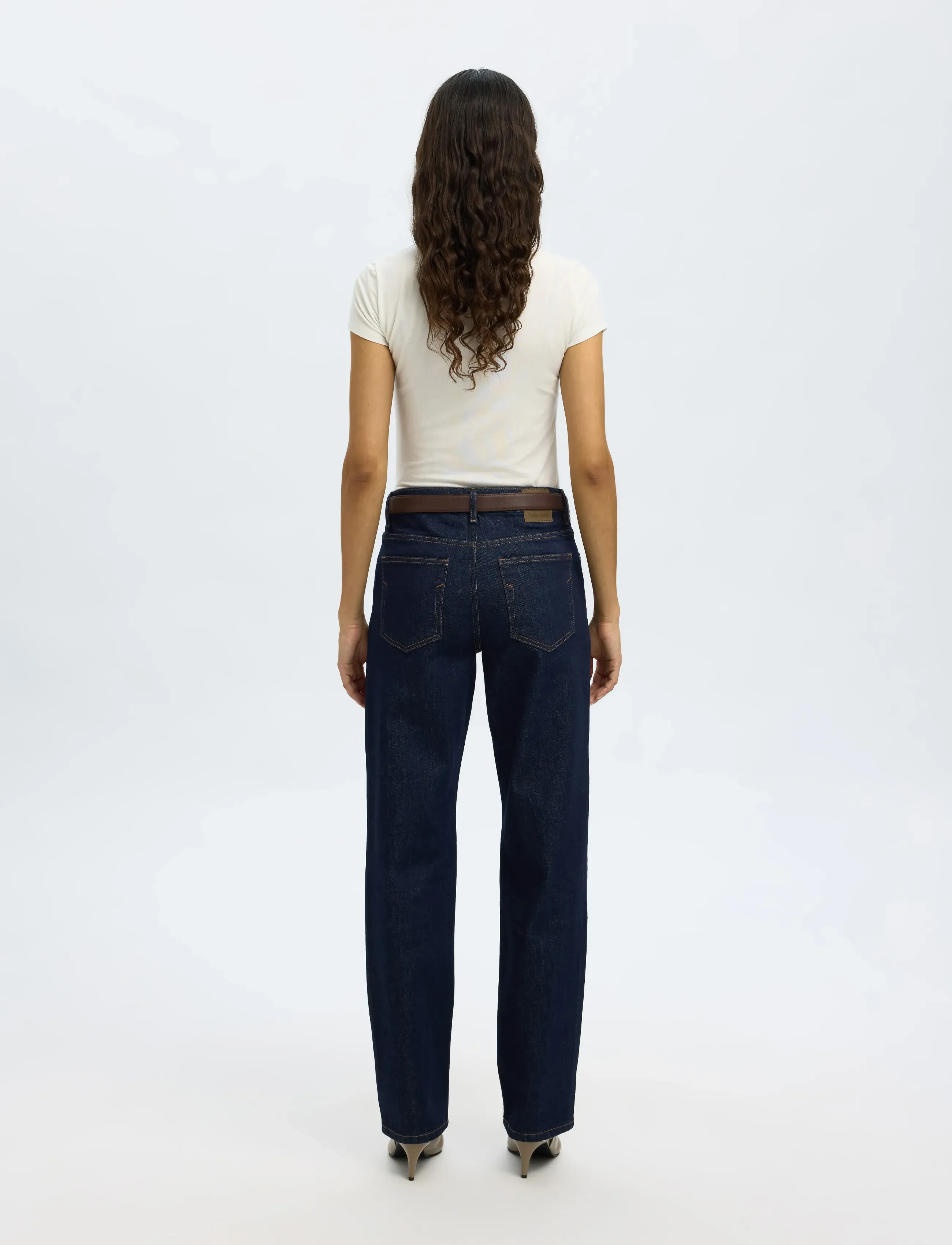 Selected - SLWSTRAIGHT BEA-KORI MW JEANS NOOS - beinar gallabuxur - dark blue denim - 2