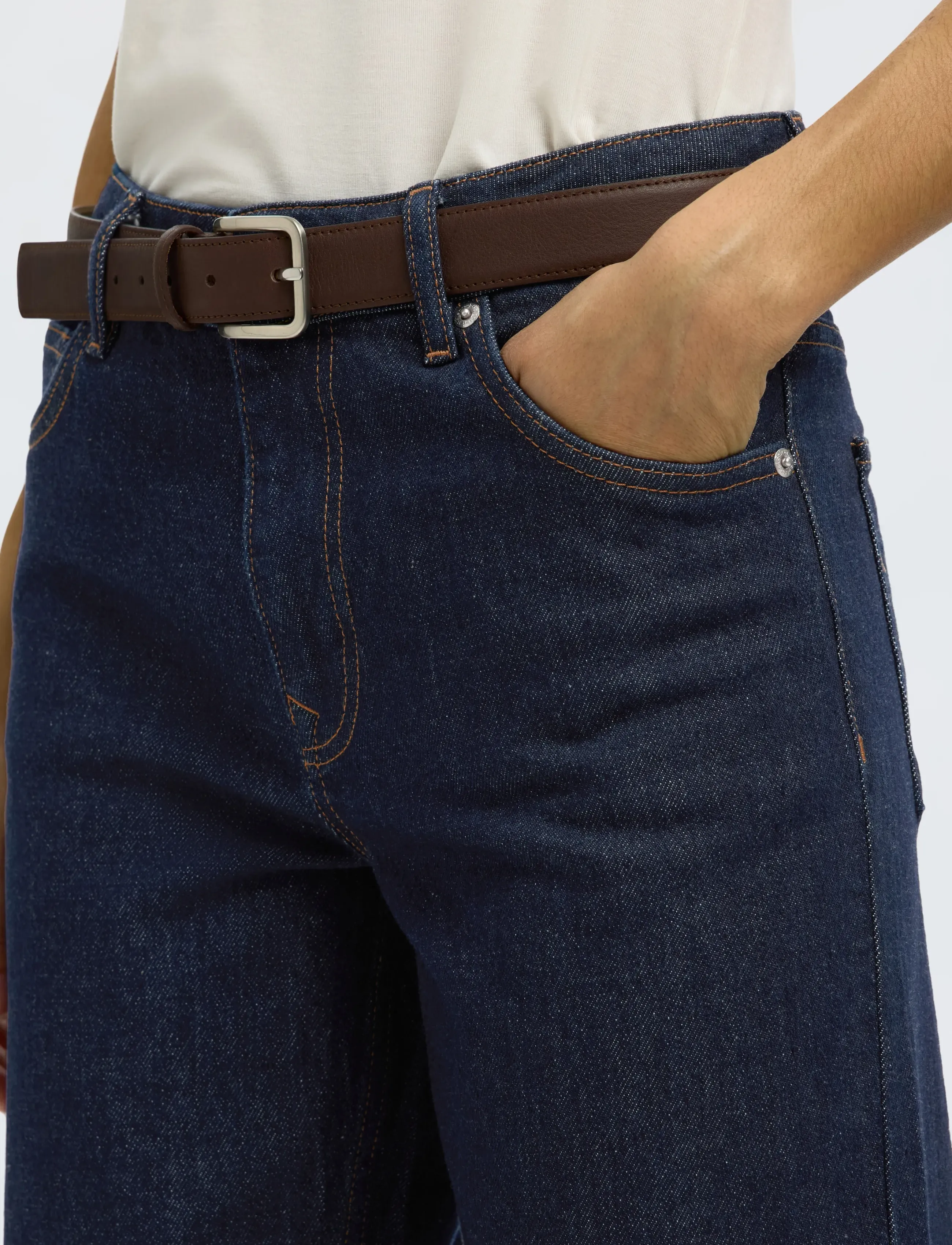 Selected - SLWSTRAIGHT BEA-KORI MW JEANS NOOS - beinar gallabuxur - dark blue denim - 4