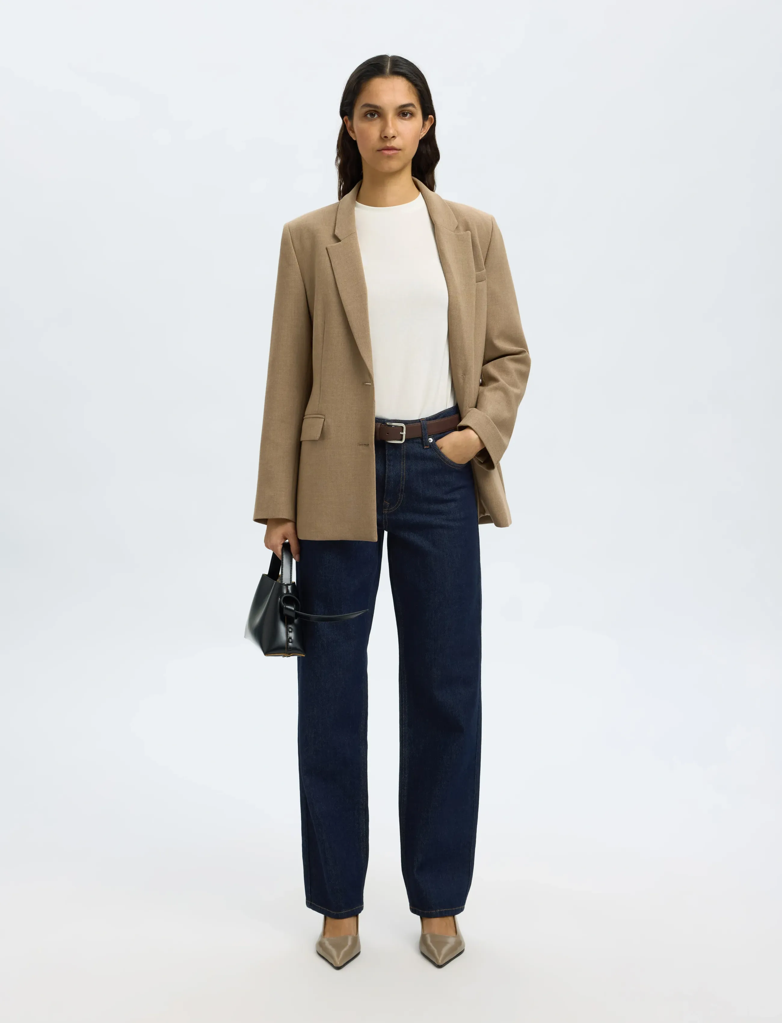Selected - SLWSTRAIGHT BEA-KORI MW JEANS NOOS - beinar gallabuxur - dark blue denim - 5