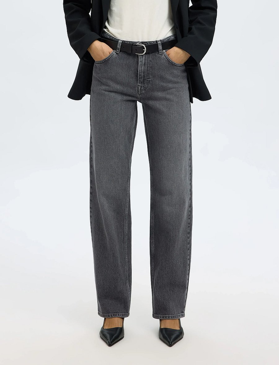 Selected - SLWSTRAIGHT BEA-KORI MW JEANS NOOS - raka jeans - medium grey denim - 0