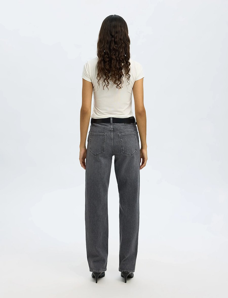 Selected - SLWSTRAIGHT BEA-KORI MW JEANS NOOS - raka jeans - medium grey denim - 2