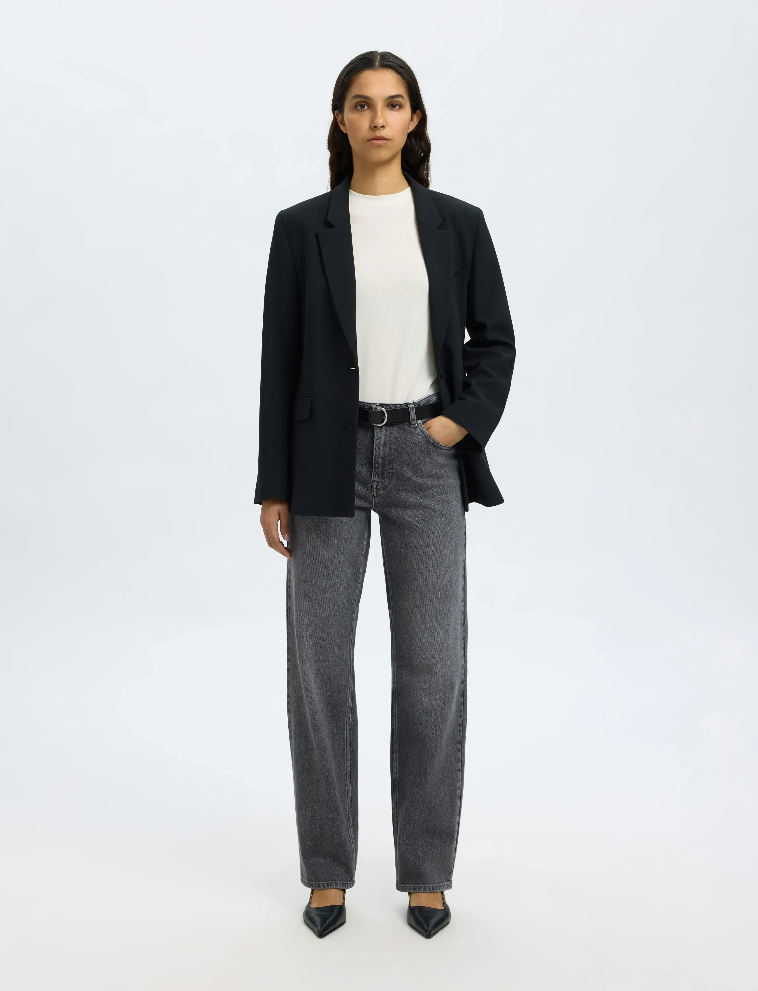 Selected - SLWSTRAIGHT BEA-KORI MW JEANS NOOS - raka jeans - medium grey denim - 3