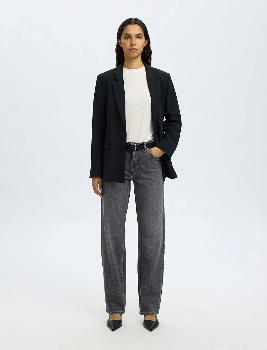 Selected - SLWSTRAIGHT BEA-KORI MW JEANS NOOS - raka jeans - medium grey denim - 3