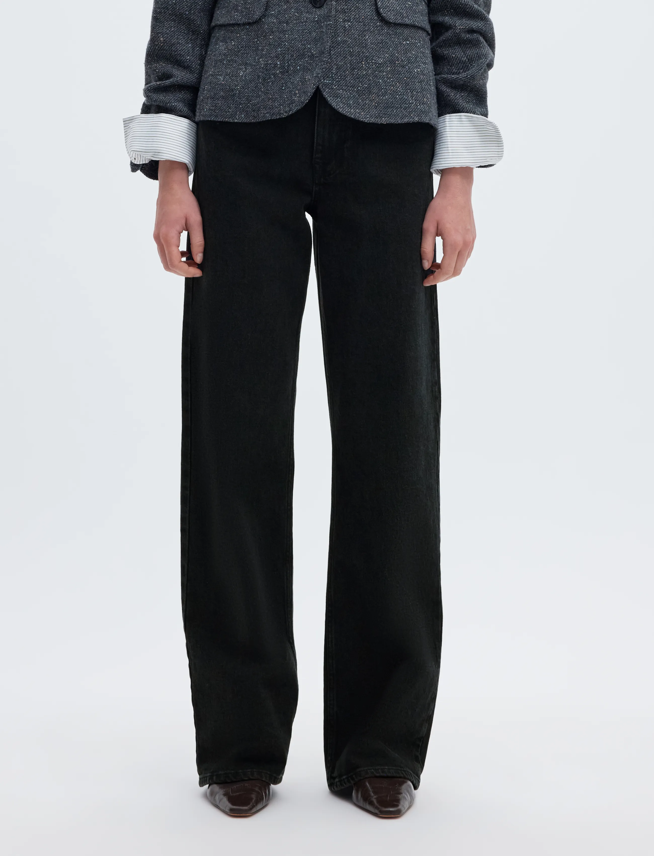 Selected SLWWIDE BEA-KORI HW JEANS NOOS - Kläder - BLACK DENIM / black