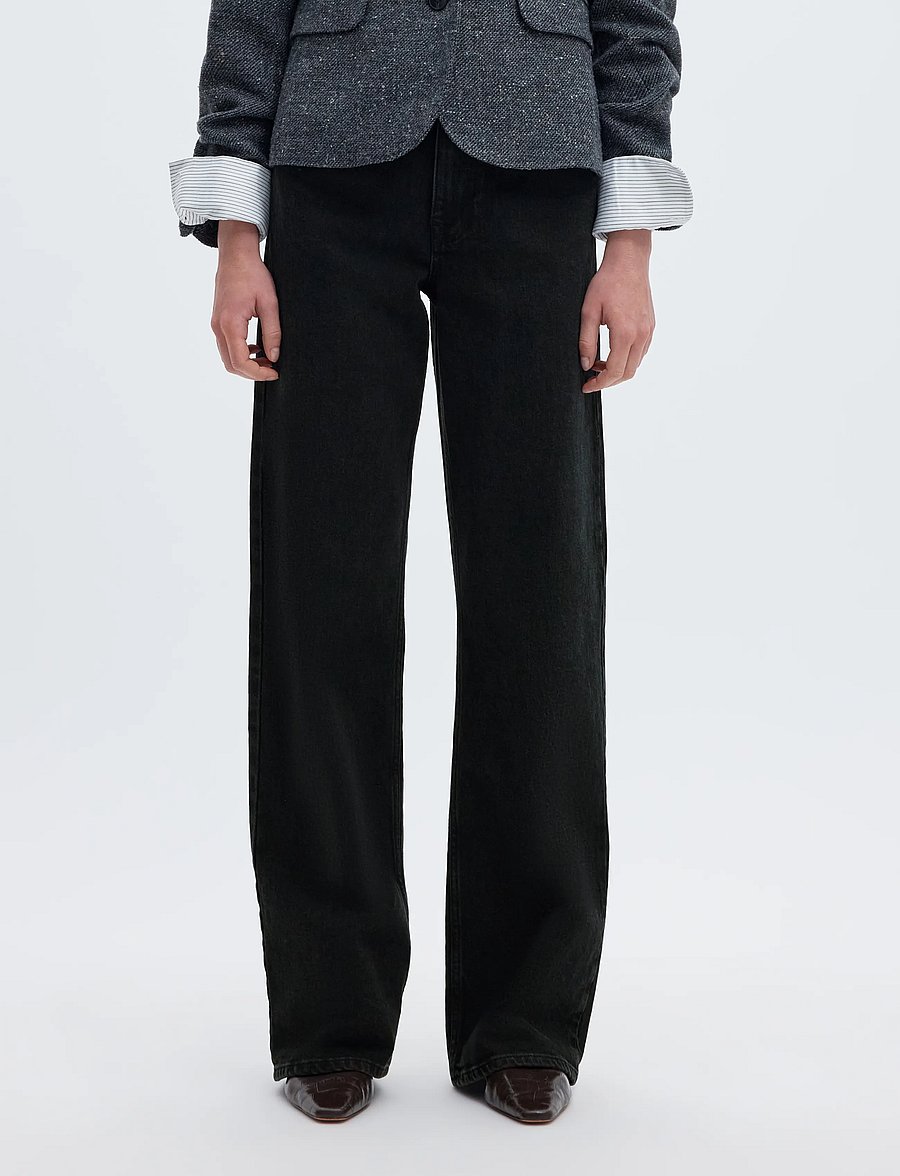 Selected - SLWWIDE BEA-KORI HW JEANS NOOS - hosen mit weitem bein - black denim - 0