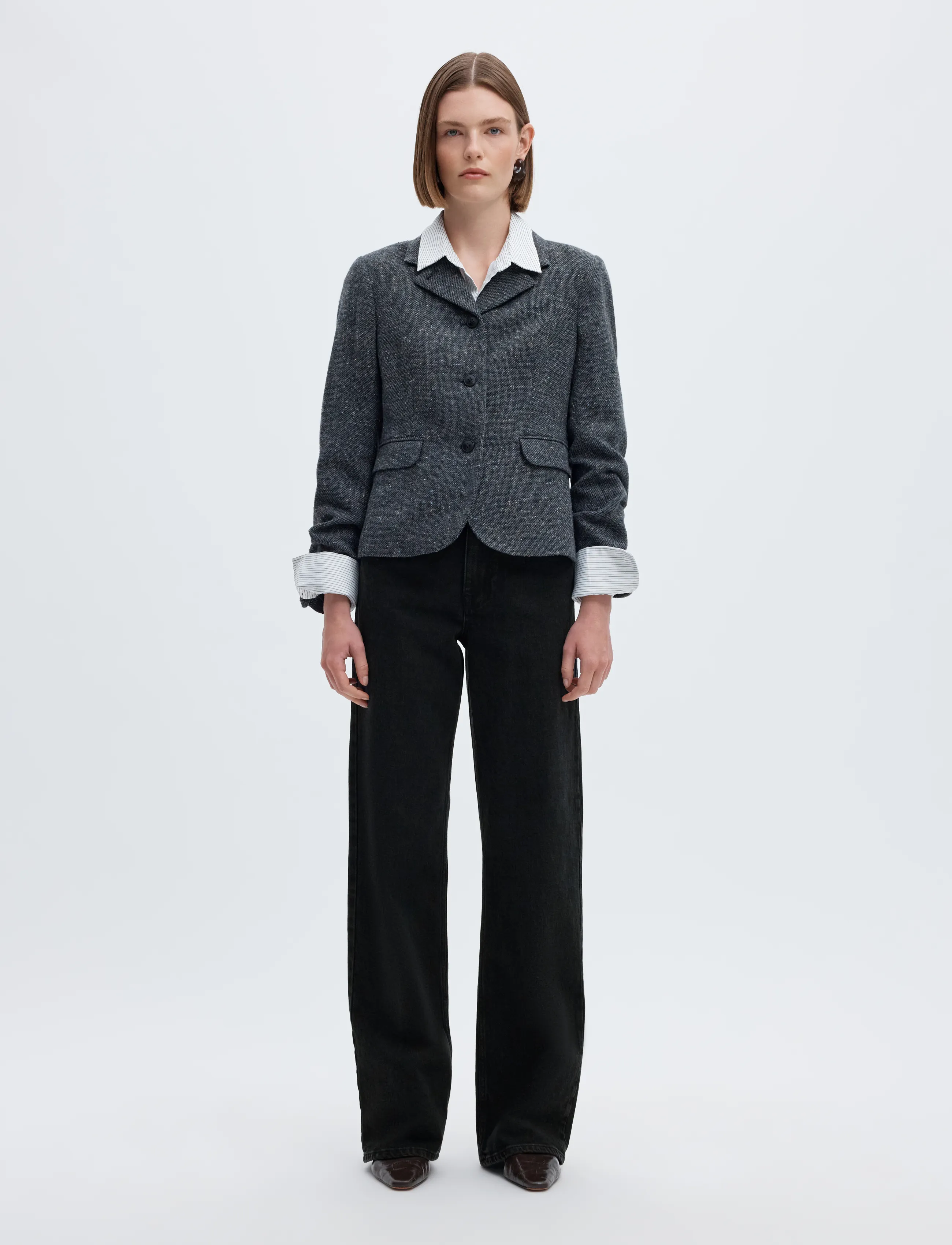 Selected - SLWWIDE BEA-KORI HW JEANS NOOS - wide leg jeans - black denim - 3