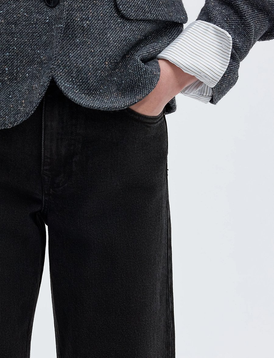 Selected - SLWWIDE BEA-KORI HW JEANS NOOS - hosen mit weitem bein - black denim - 4