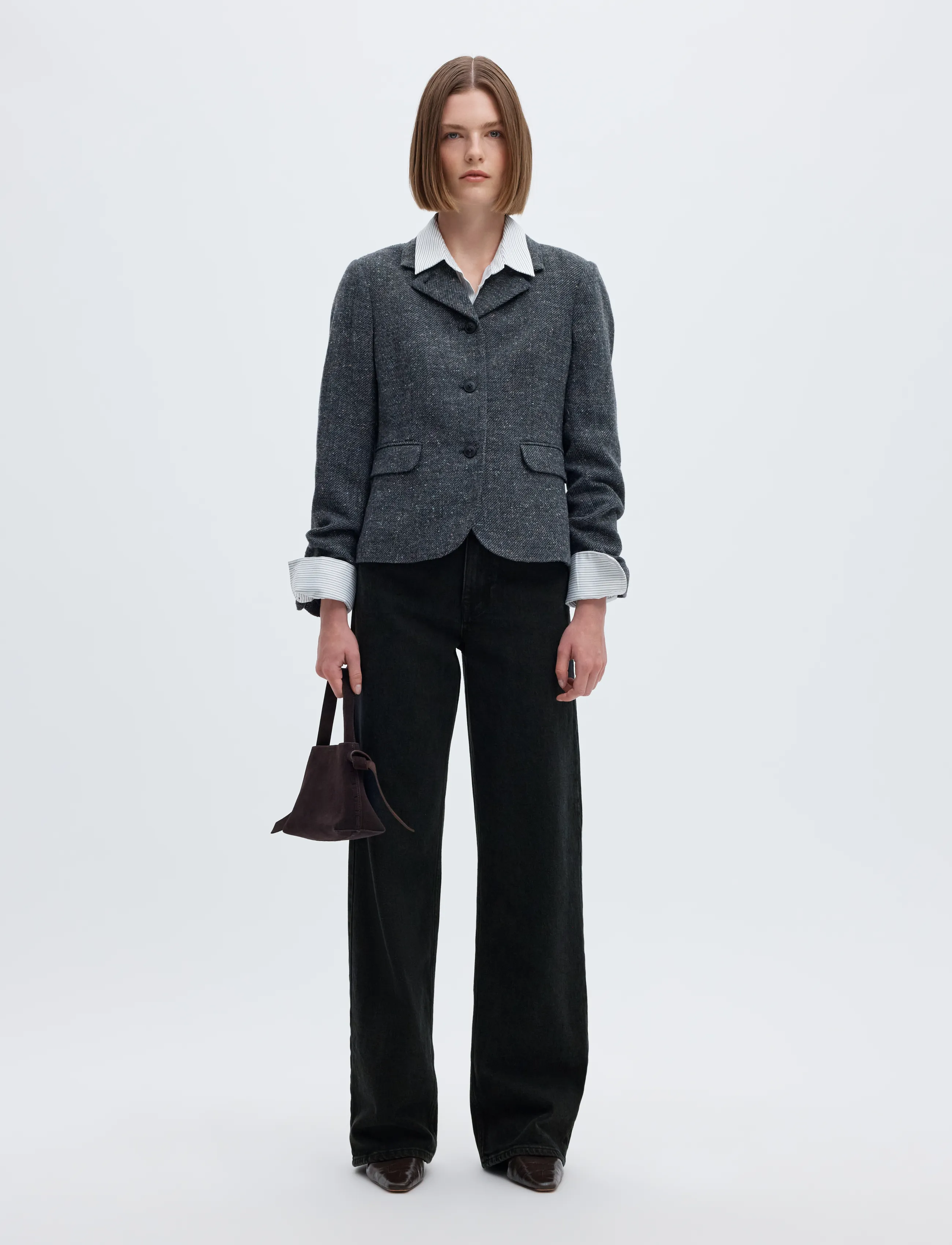 Selected - SLWWIDE BEA-KORI HW JEANS NOOS - wide leg jeans - black denim - 5